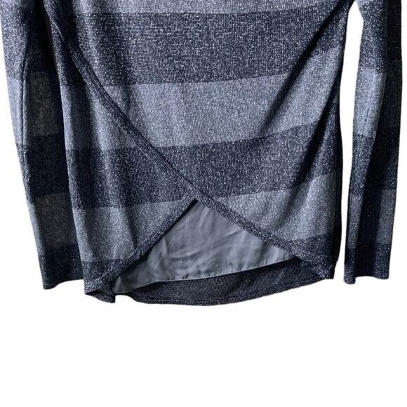 Intimissimi Tops Womens M Long Sleeve Metallic Asymmetrical Knit Sweater Striped - Picture 6 of 8